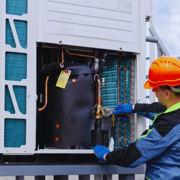 A pronto ms technician installing commercial hvac equipment.