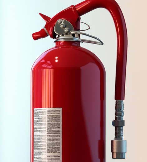 A closeup image of a fire extinguisher