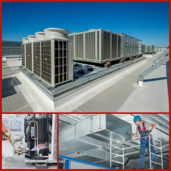 A collage of HVAC equipments and the pronto ms professionals providing cleaning services in Nebraska