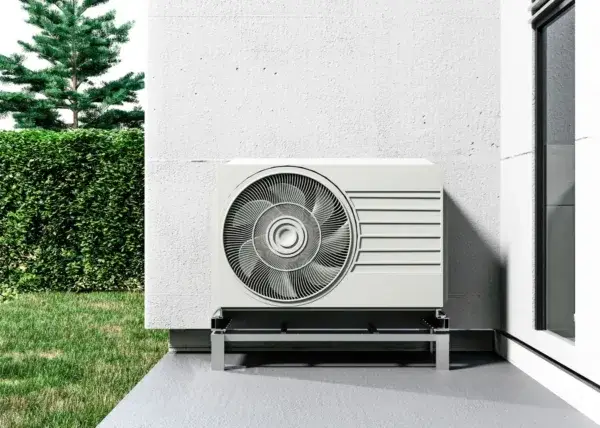 Residential HVAC unit installed outside a home.