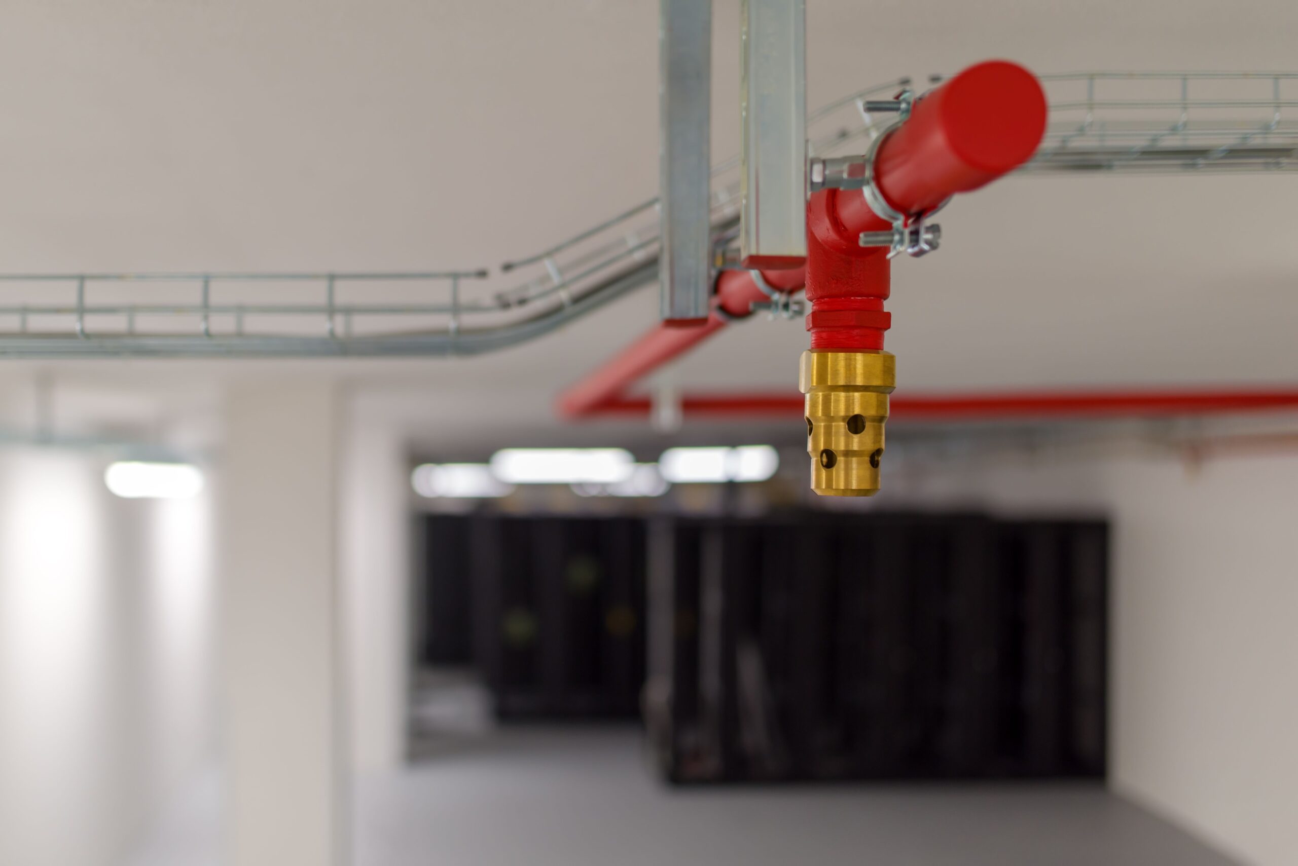 Fire sprinkler systems installed on the ceiling